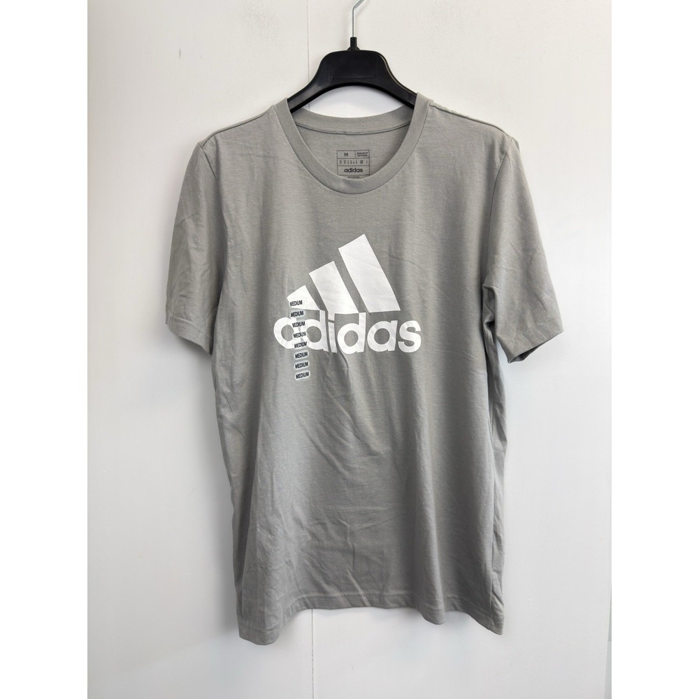 Adidas Badge Of Sport Short Sleeve T-shirt Size M Grey 100% Cotton
